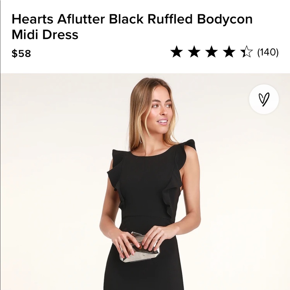 Lulu’s Hearts Affluter Black Ruffled Bodycon Midi Dress